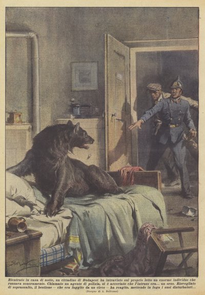 Så hjemme om natten, fik en borger i Budapest et glimt af en enorm mand på sin seng? af Achille Beltrame