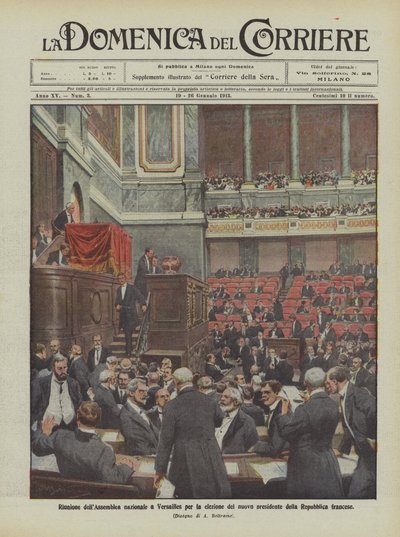Møde i nationalforsamlingen i Versailles for at vælge en ny præsident for den franske republik af Achille Beltrame