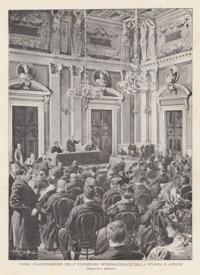 Rom, indvielse af den 6. internationale pressekongres (5. april) af Achille Beltrame
