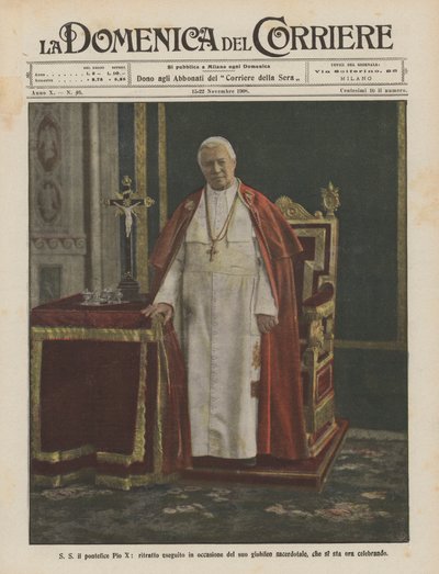 S S Pave Pius X, portræt taget i anledning af hans præstejubilæum, som nu fejres af Achille Beltrame