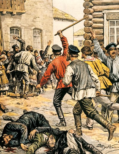 Scene for antisemitisme i Rusland af Achille Beltrame