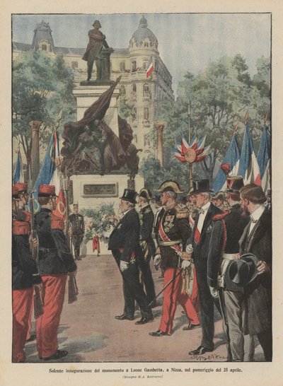 Højtidelig indvielse af monumentet for Leone Gambetta i Nice om eftermiddagen den 25. april af Achille Beltrame