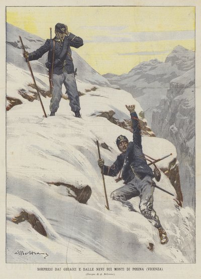 Overrasket over isen og sneen på bjergene i Posina (Vicenza) af Achille Beltrame