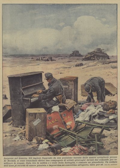 Overraskelser i ørkenen (farve litho) af Achille Beltrame