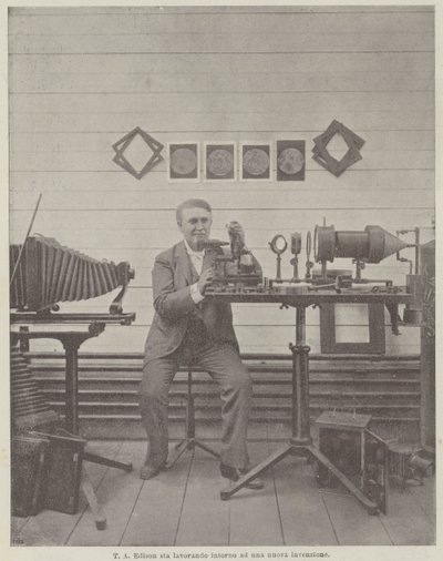 T A Edison arbejder omkring en ny opfindelse af Achille Beltrame