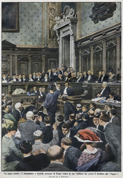 The Great Trial: The Great Trial in Paris af Madame Caillaux, der myrdede direktøren for Figaro. "The Domenica of the Corriere", 22. til 29. november 1914. af Achille Beltrame