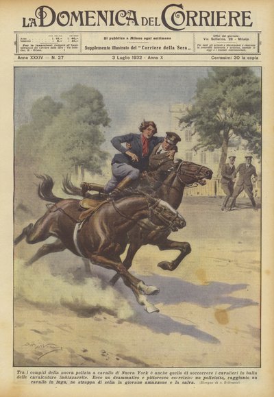 Blandt det nye New York Horse Polices opgaver og også at redde rytterne? af Achille Beltrame