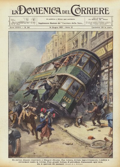 En mærkelig sporvognskatastrofe i Glasgow (Skotland) af Achille Beltrame