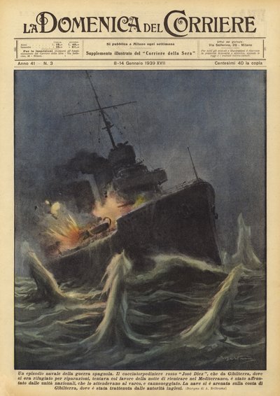 En flådeepisode af den spanske krig af Achille Beltrame