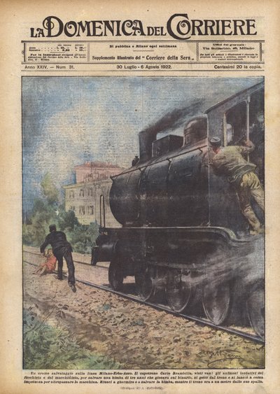 En heroisk redning på Milano-Erba-Asso-linjen af Achille Beltrame