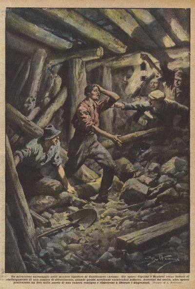 En mirakuløs redning i træminerne i Castelnuovo (Arezzo) af Achille Beltrame