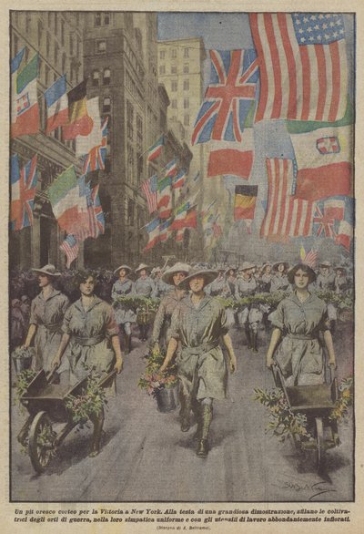 En pit oresco procession for Victory i New York af Achille Beltrame