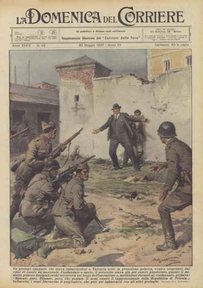 En spansk flygtning, der var på vej ind i Valencia under polsk beskyttelse? af Achille Beltrame