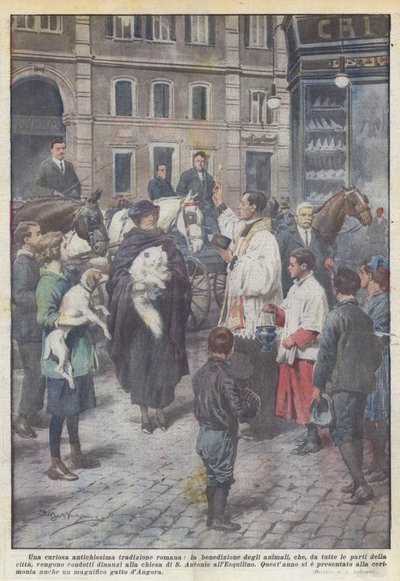 En mærkelig gammel romersk tradition, dyrenes velsignelse, som på alle sider? af Achille Beltrame