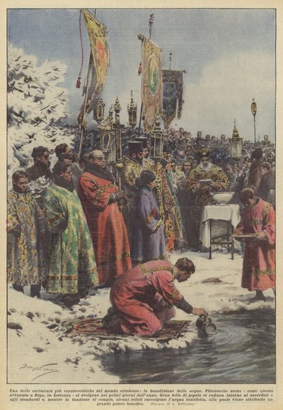 En af de mest karakteristiske ceremonier i den ortodokse verden, velsignelsen af ​​vandene af Achille Beltrame