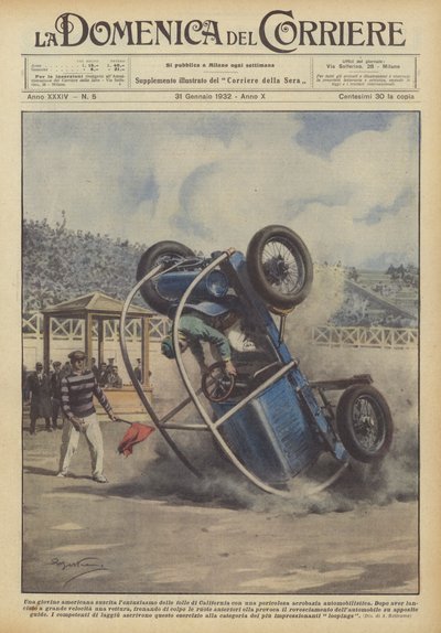 En ung amerikaner vækker begejstringen hos folkemængderne i Californien med et farligt bilstunt af Achille Beltrame