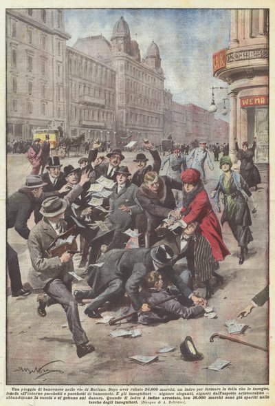 En byge af pengesedler i Berlins gader af Achille Beltrame