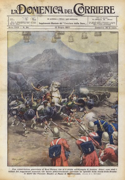 En krigerisk rekonstruktion ved Royal Tournament, som fandt sted på Olympia i London af Achille Beltrame