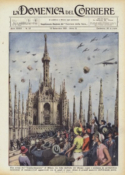 En scene fra bombningen af ​​Milano af Achille Beltrame