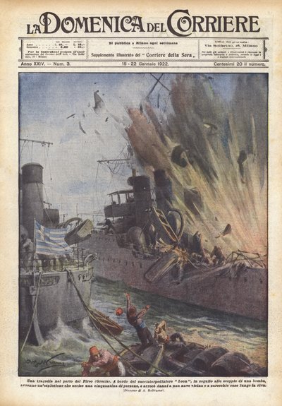 En tragedie i havnen i Piræus (Grækenland) af Achille Beltrame