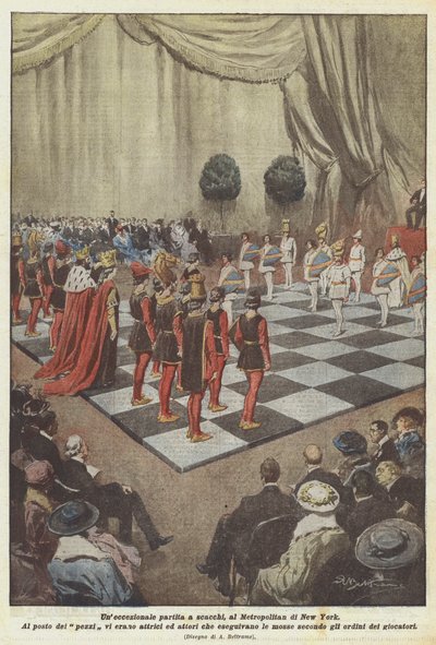 Et enestående spil skak i Metropolitan i New York af Achille Beltrame