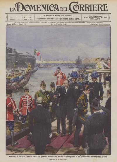 Venedig, hertugen af ​​Genova ankommer til de offentlige haver, hvor han gik for at indvie Xl-udstillingen? af Achille Beltrame