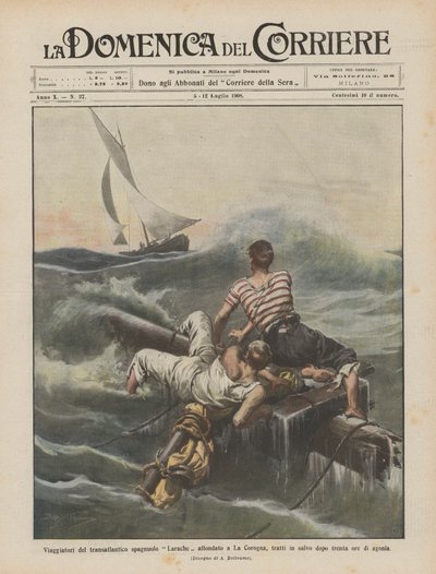 Passagererne fra det spanske skib Larache, der sank i La Corogna, reddet efter 30 timers kvaler af Achille Beltrame