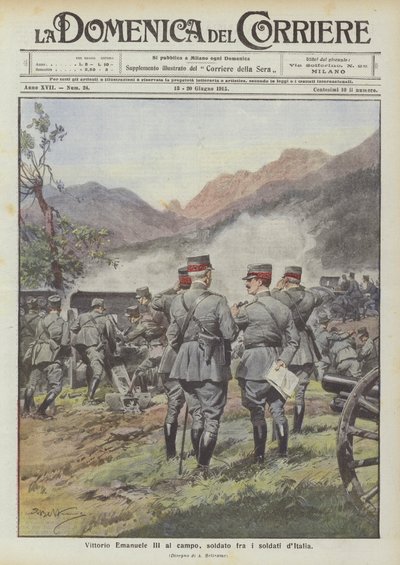 Vittorio Emanuele III i felten, soldat blandt Italiens soldater af Achille Beltrame