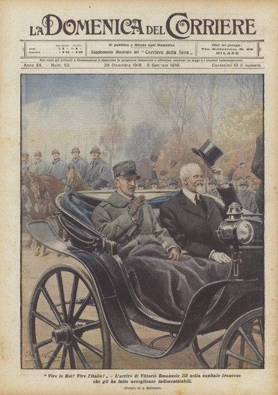 Længe leve kongen! Længe leve Italien! Ankomst af Vittorio Emanuele III i den franske hovedstad, at ham? af Achille Beltrame
