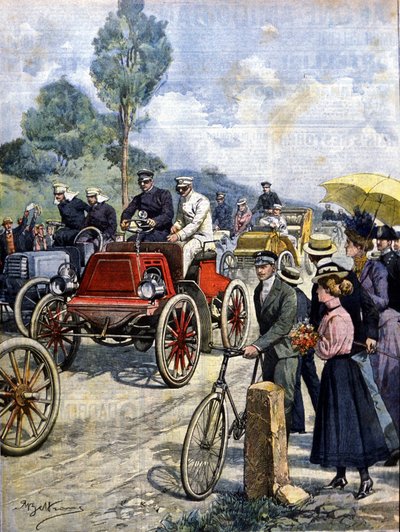 første runde af Italien i bil i 1901 illustration af Achilles Beltrame af Achille Beltrame