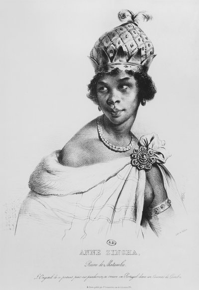 Ann Zingha, dronning af Matamba, trykt af Fancois le Villain, c.1830 af Achille Devéria