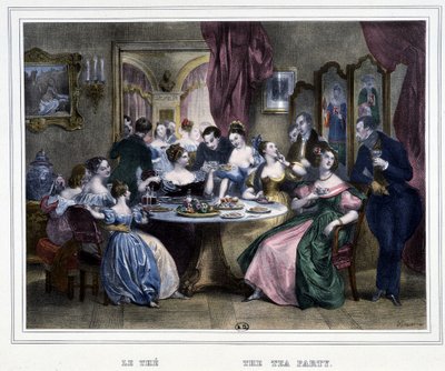 Fem timer: Tea-tid - i "Les heures de la Parisienne" af Achille Devéria af Achille Devéria