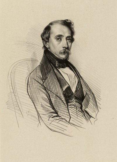 Portræt af François-Alexandre David, litograf.  (IFF 190) af Achille Devéria