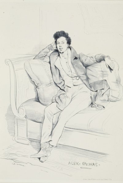 Portræt af Alexander Dumas af Achille Devéria