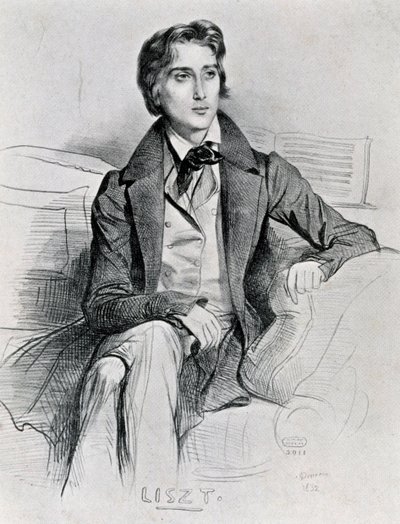 Portræt af den ungarske komponist og pianist Franz Liszt (Doborjan af Achille Devéria