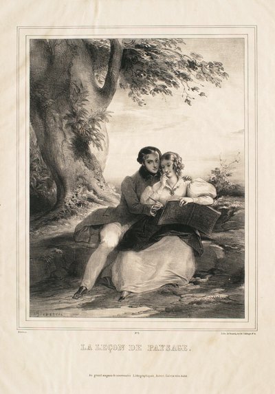 Landskabslektionen (La leçon de paysage) af Achille Devéria