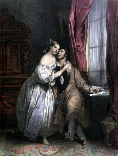 Enlaces elskere - af Achille Deveria, litografi af Achille Devéria