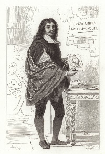 Jusepe de Ribera, spansk maler også kendt som Jose de Ribera, Giuseppe Ribera og Joseph Ribera af Achille Devéria