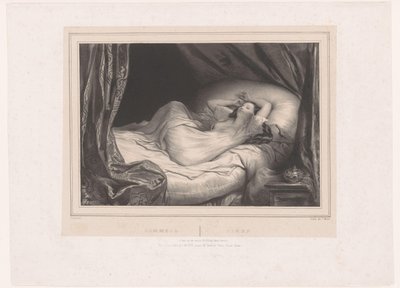 Pige sover på sengen Sommeil / Sleep (titel på objekt) af Achille Devéria