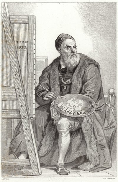 Portræt af Titian af Achille Devéria
