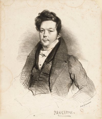 Portræt af komponisten Auguste-Mathieu Panseron 1796-1859, 1832. af Achille Devéria