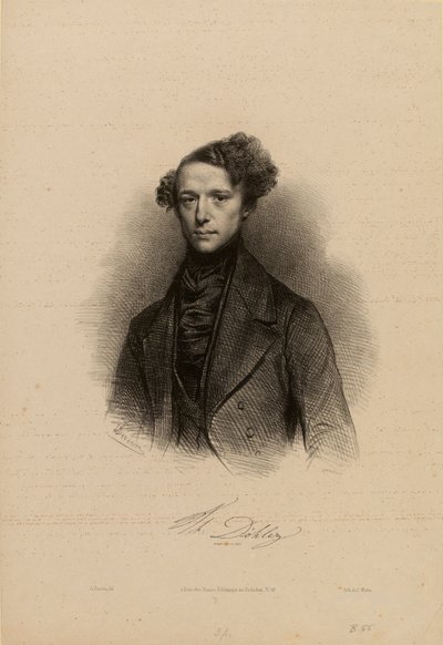 Portræt af komponisten Theodor Döhler 1814-1856. af Achille Devéria