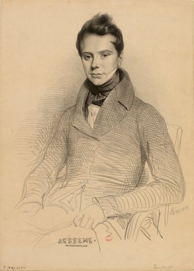 Portræt af violinisten og komponisten Antoine Bessems 1806-1868, 1832. af Achille Devéria