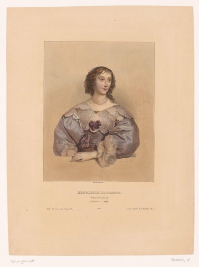 Portræt af Henrietta Maria af Frankrig Henrietta de France, femme de Charles 1er (titel på objekt) Berømte malers modeller (serietitel) af Achille Devéria