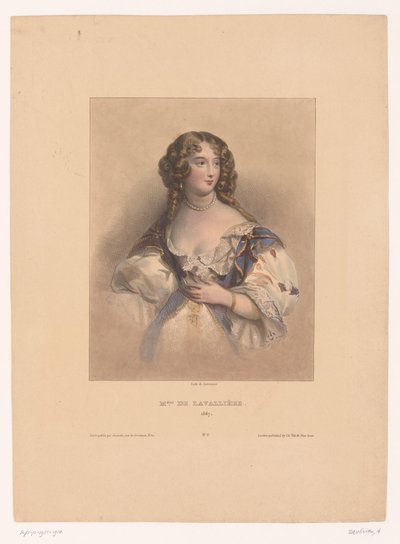 Portræt af Louise de La Valliere Miss de Lavallière, 1667 (titel på objekt) af Achille Devéria