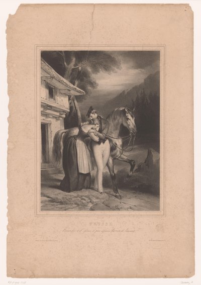 Preussisk soldat siger farvel til sin kone Prusse (titel på objekt) Forelskede par fra forskellige lande (serietitel) af Achille Devéria