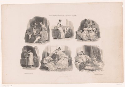 Seks forestillinger af unge kvinder i et interiør Små og varierede scener af Aubert (serietitel) Petites macédoines d