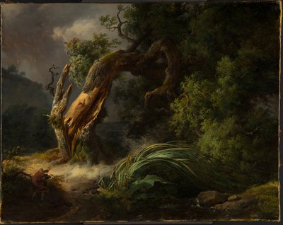Egetræ og siv af Achille Etna Michallon