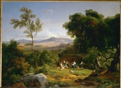 Paysage inspire par la vue de Frascati - landskab inspireret af udsigten over Frascati ... af Achille Etna Michallon