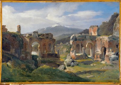 Ruines du theatre de Taormina - Ruinerne af teatret i Taormina ... af Achille Etna Michallon